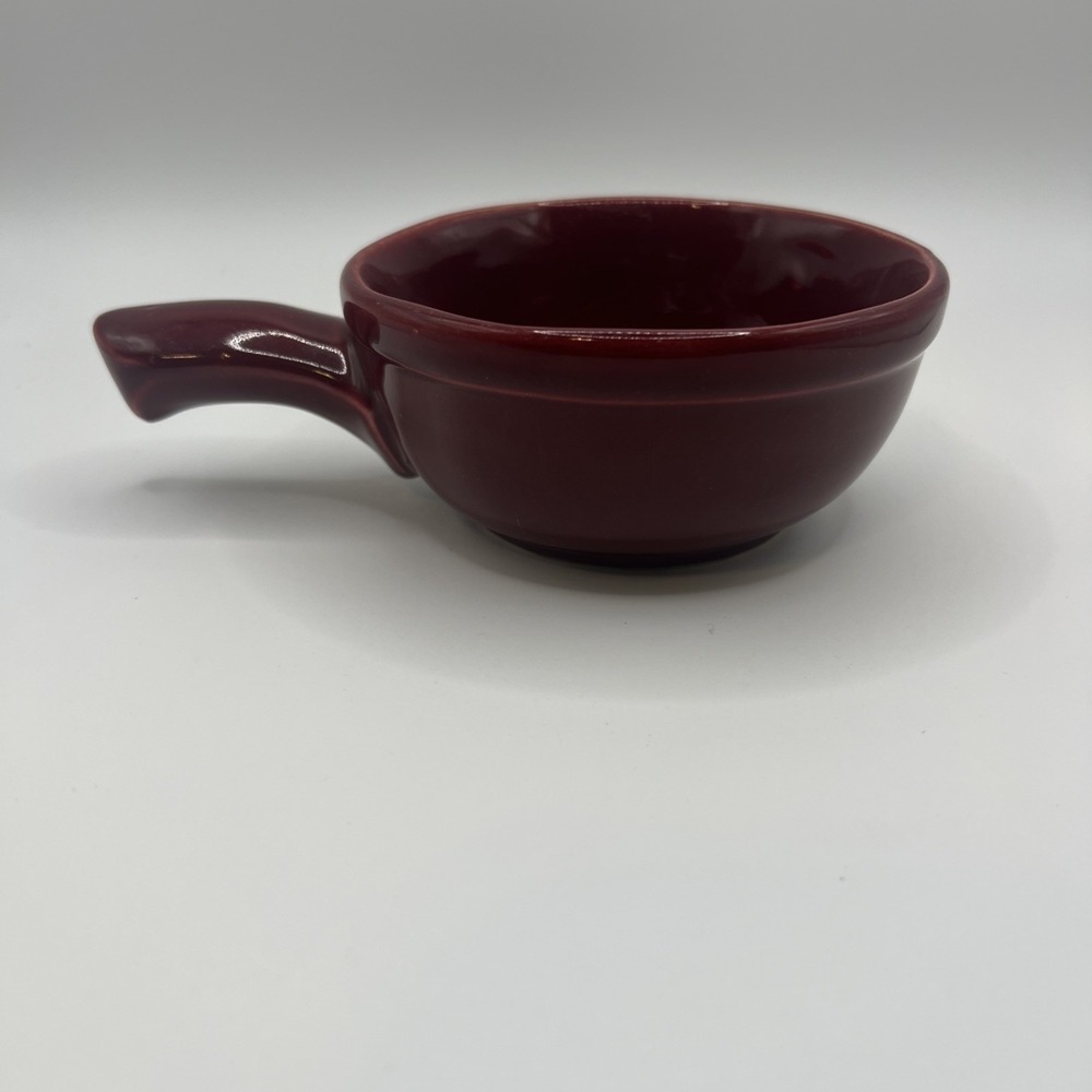 Vintage Heinz by McCoy Burgundy/Maroon Ceramic Handled‎ Soup/Chili Bowl